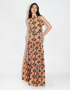 Tatiana Crepe Maxi Dress - Flower Pop Orange