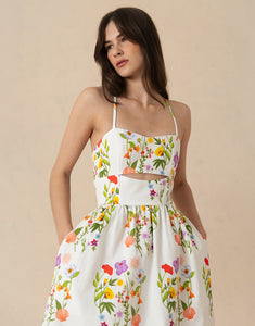Jordan Pique Midi Dress - Terrazzo Flower White - SALE