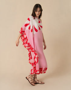 Ginger Crepe Midi Dress - 70s Flower Pink - SALE