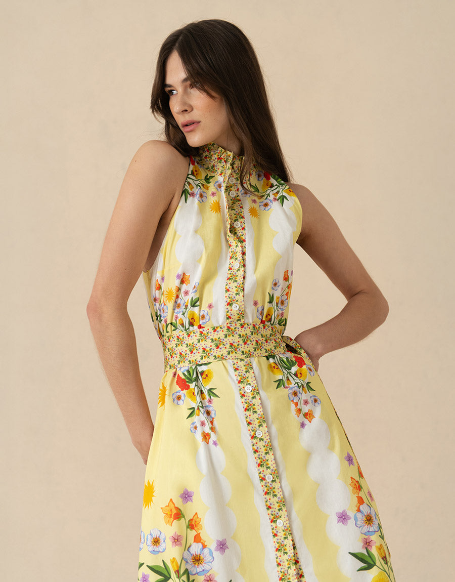 Biba Cotton Maxi Dress - Terrazzo Yellow - SALE Borgo de Nor Biba Cotton Maxi Dress - Terrazzo Yellow - SALE Borgo de Nor