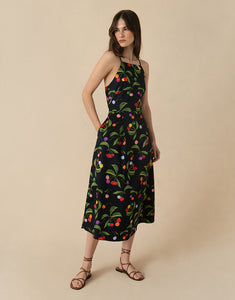 Goreti Cotton Midi Dress - Cherry Black - SALE