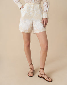 Gwen Raschel Shorts - Beige/White Lace - SALE
