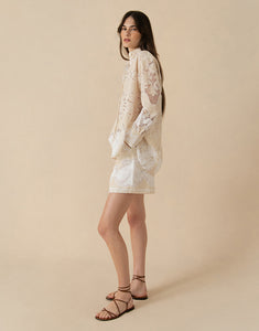 Gwen Raschel Shorts - Beige/White Lace - SALE