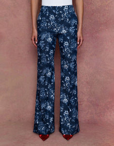 Morgan Denim Trouser - Floral Navy