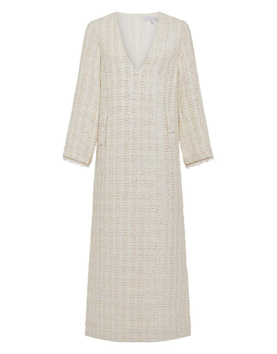 Eponine Tweed Maxi Dress - Tweed Cream Borgo de Nor Eponine Tweed Maxi Dress - Tweed Cream Borgo de Nor