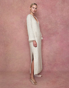 Eponine Tweed Maxi Dress - Tweed Cream