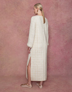 Eponine Tweed Maxi Dress - Tweed Cream