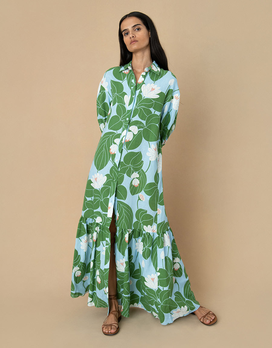Bianca Linen Maxi Dress - Waterlily Green - SALE Bianca Linen Maxi Dress - Waterlily Green - SALE