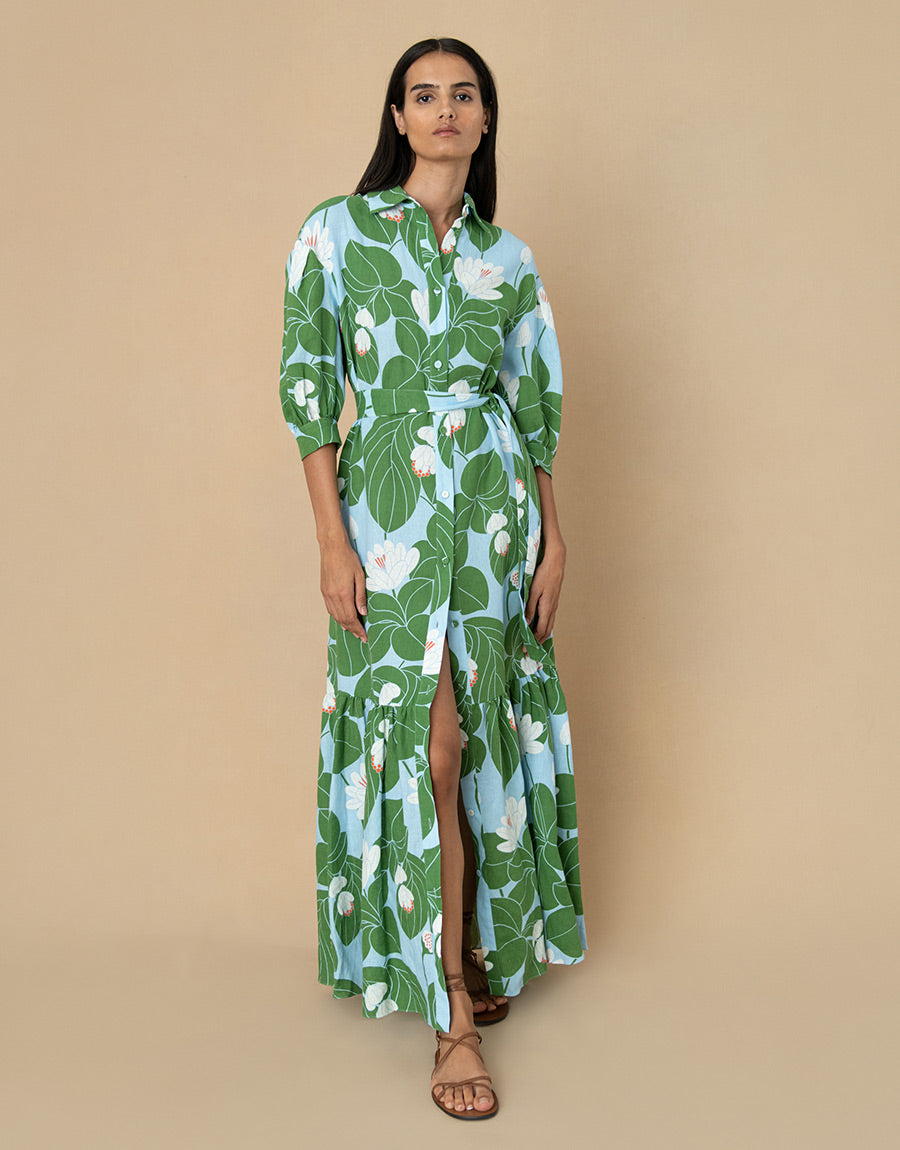 borgo de nor green dress Borgo de Nor Floral-print Cotton Maxi Dress - Women - Green Dresses