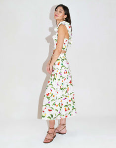 June Cotton Midi Skirt - Cherry White - SALE